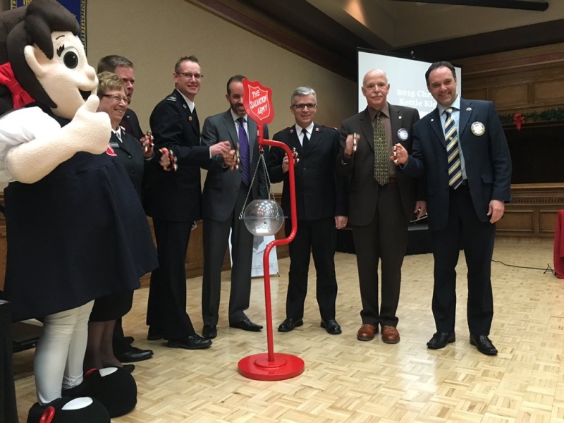 The Salvation Army kicks off the Christmas Kettle Campaign in Windsor, Ont., on Monday, Nov. 23, 2015. (Melanie Borrelli / CTV Windsor)