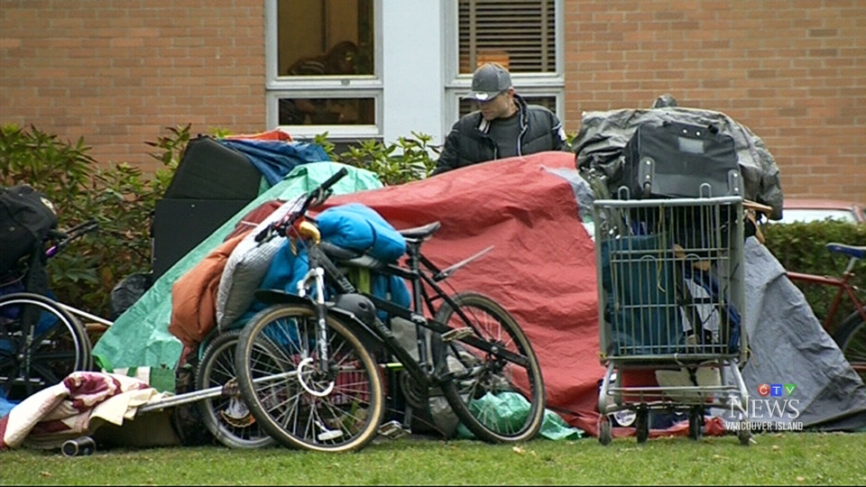 Tent city springs up at Victoria courthouse