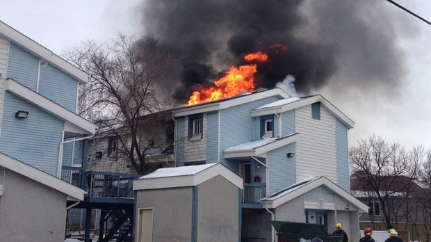The fire could be seen in the third floor and flames were coming through the roof.