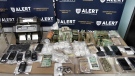 ALERT released a photo showing items seized as part of a drug investigation in Grande Prairie. Supplied.