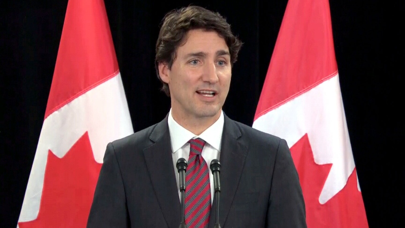 Justin Trudeau speaks in London
