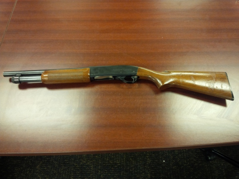 A shotgun seized by police following a search of a Brydges Street home is seen in the image released by the London Police Service.