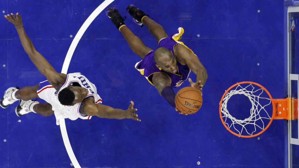 Kobe Bryant makes a shot against Philadelphia