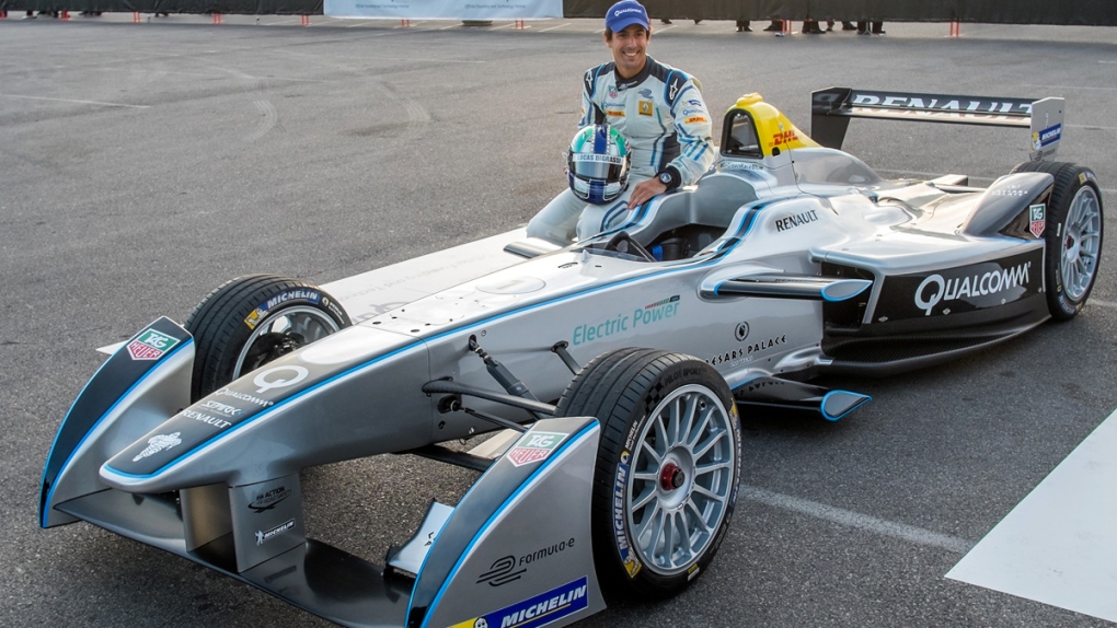 A Formula E fully-electric race car