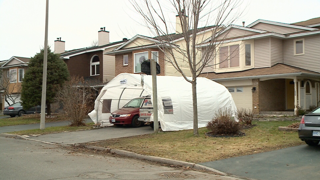 Doug Rochow's car shelter outside his house.