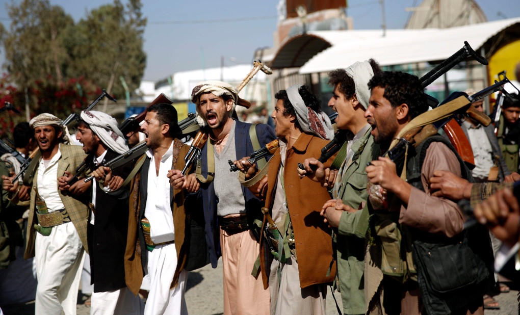 Shiite Houthi fighters in Sanaa, Yemen