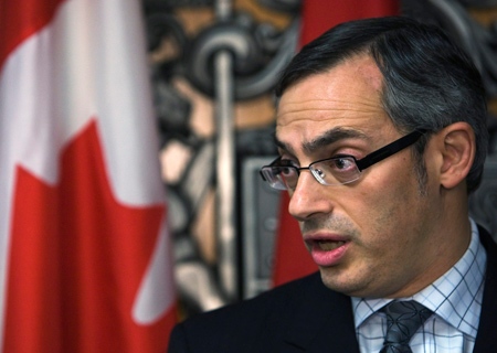 Minister of Industry Tony Clement speaks to media at a press conference in Toronto on Friday, December, 12, 2008. (THE CANADIAN PRESS / Nathan Denette)