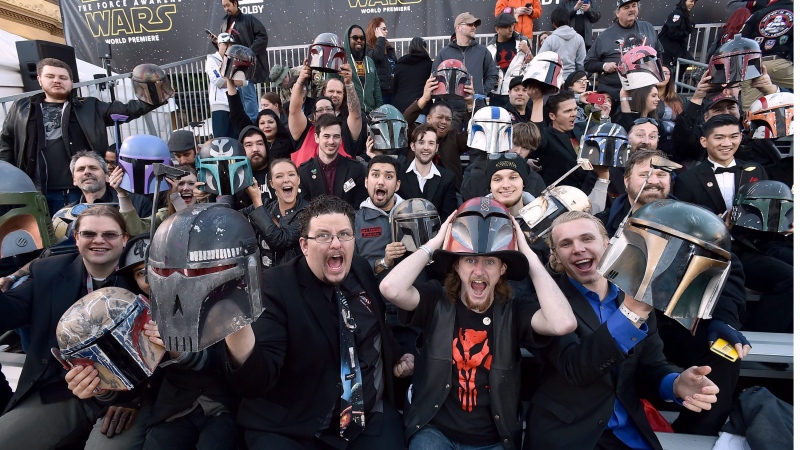 In this Monday, Dec. 14, 2015 file photo, fans cheer in the stands at world premiere of "Star Wars: The Force Awakens" at the TCL Chinese Theatre in Los Angeles.(Photo by Jordan Strauss/Invision/AP, File)