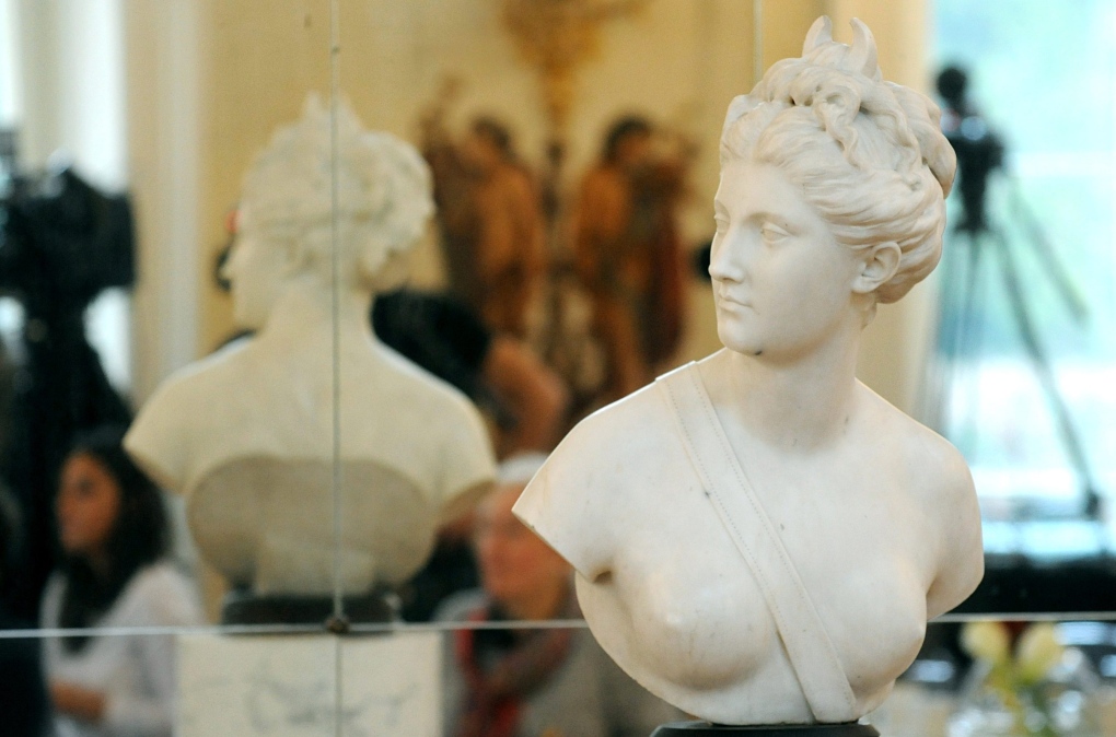 Marble bust of the antique goddess Diana
