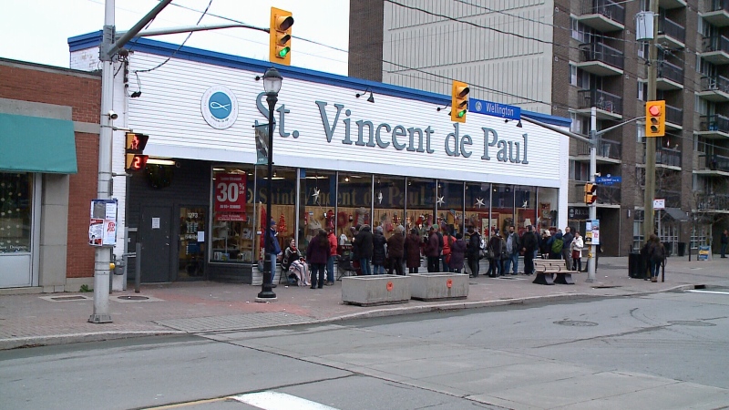 Line-up outside Ottawa's St. Vincent de Paul.