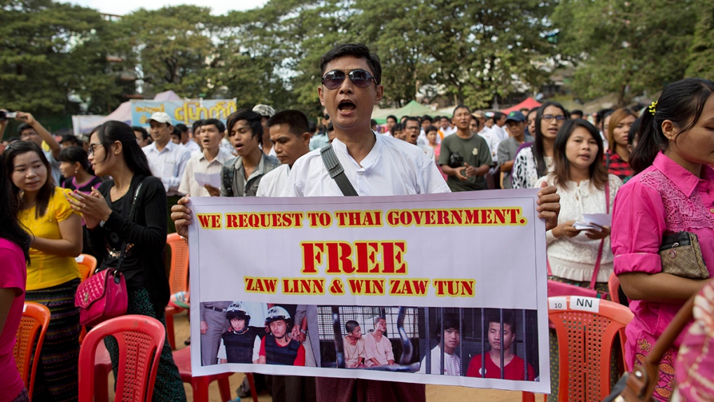 Protest in Myanmar over workers' sentence