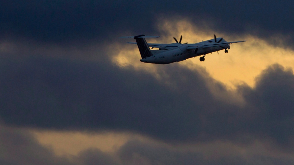 A Porter Airlines plane takes off