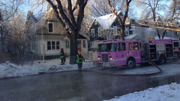 Fire crews were still on scene of a fire at 108 Cathedral Ave. at 11 a.m. on Sunday, Jan. 10, 2016. The fire sent nine to hospital, including six children.