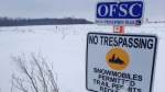 A marked snowmobile trail is seen in midwestern Ontario on Thursday, Jan. 14, 2016. (Scott Miller / CTV London)
