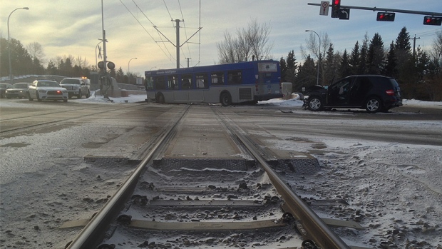 Crash involving city bus causes LRT delays | CTV News