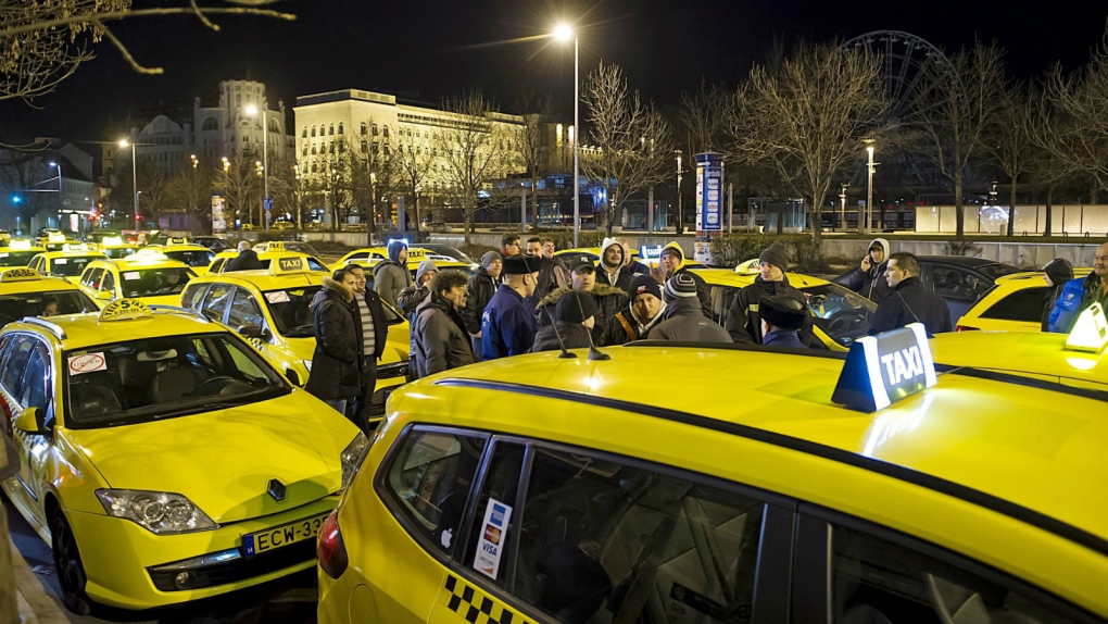 Uber protest in Budapest