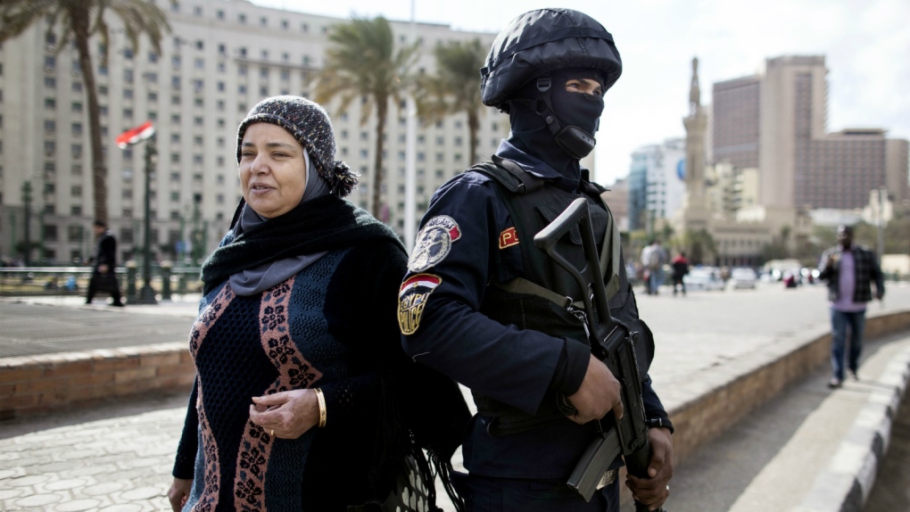 Police in downtown Cairo ahead of anniversary