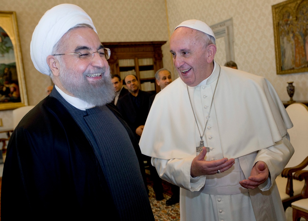 Iranian President Hassan Rouhani and Pope Francis 