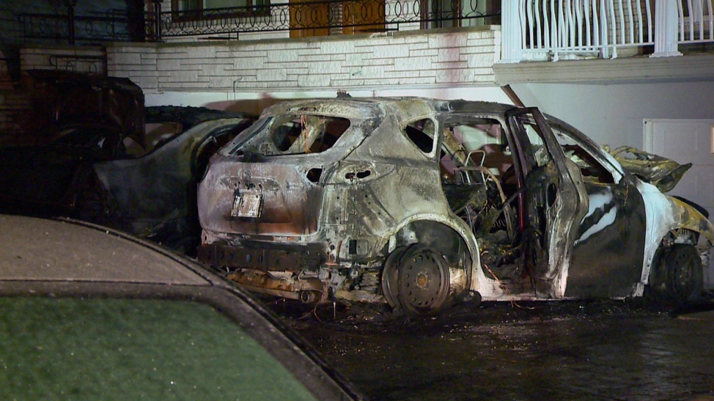The firebomb destroyed two cars