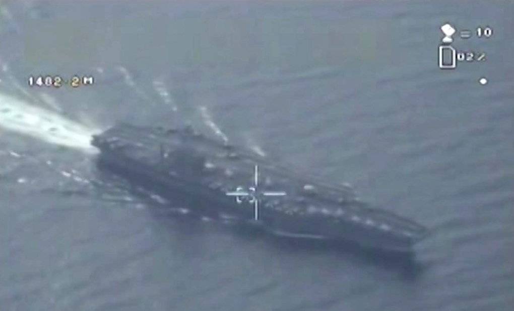 Iran drone footage of aircraft carrier