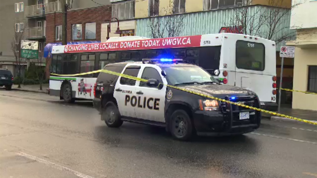 Man rushed to hospital after being struck by bus in Victoria | CTV News