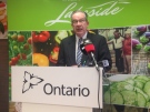 Provincial Agriculture Minister Jeff Leal announces a $1-million grant for equipment at Lakeside Produce in Leamington, Ont., on Tuesday, Feb.2, 2016. (Rich Garton / CTV Windsor)