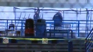 CPS members survey the sliding track at Canada Olympic Park following an after hours crash that claimed two teenagers