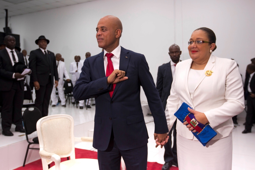 Michel Martelly with wife in Port-au-Prince 