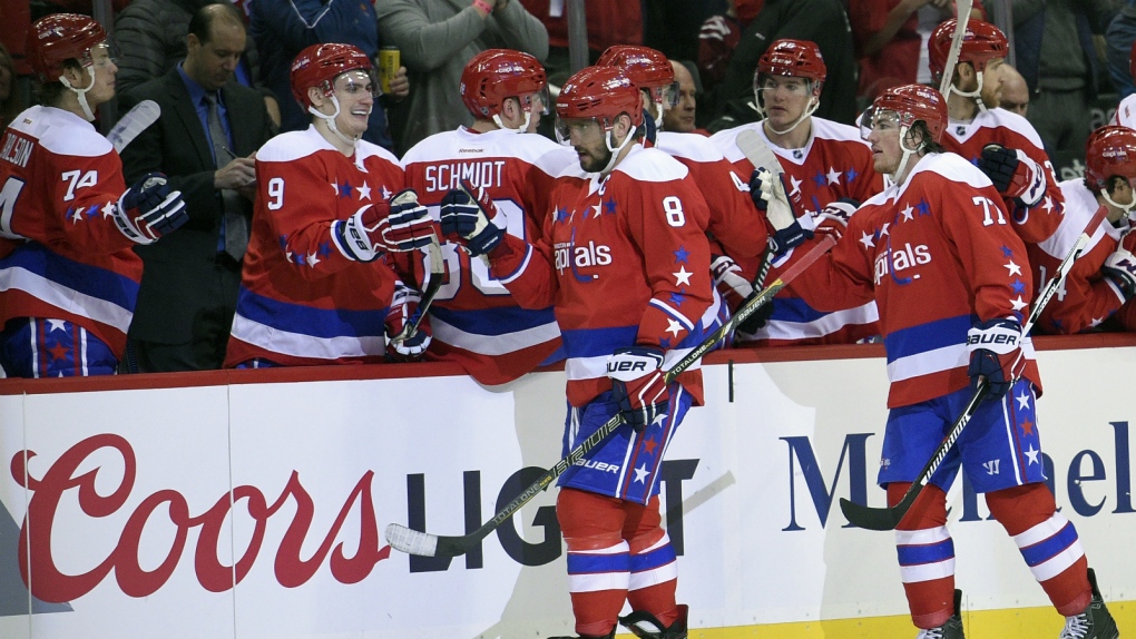 Alex Ovechkin celebrates goal against Flyers