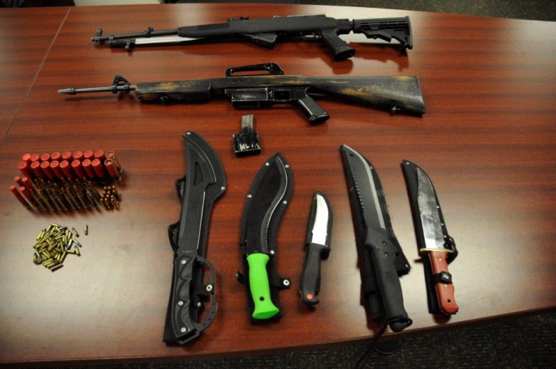 Weapons seized from a property on Gramercy Park Place in London, Ont. on Tuesday, Feb. 9, 2016 are seen in this image released by the London Police Service.