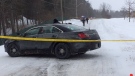 OPP have cordoned off a section of road in Almonte, Ontario after an early morning shooting. Credit: Alison Sandor/CFRA