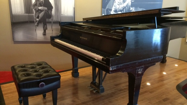 A piano once owned by Glenn Gould sits on display at the National Arts Centre in Ottawa, Feb. 11, 2016