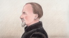 Artist sketch of 53-year-old Blake Dooley as he appeared in court in Gatineau.