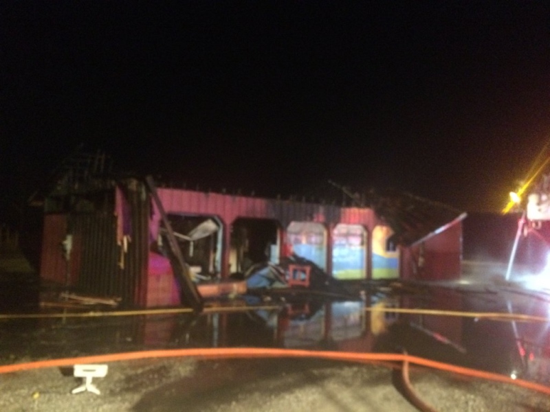 Essex firefighters were called to a blaze at a shed on County Road 20 in Harrow, Ont., on Feb. 18, 2016. (Courtesy Essex Fire and Rescue Services)