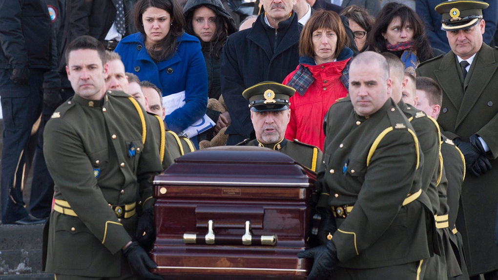Funeral service for Thierry LeRoux in Quebec