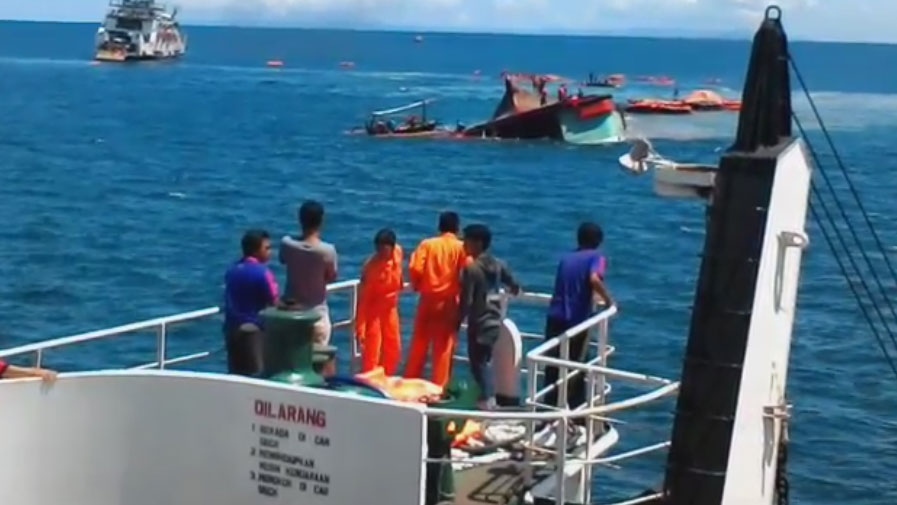 A ferry capsized in Indonesian