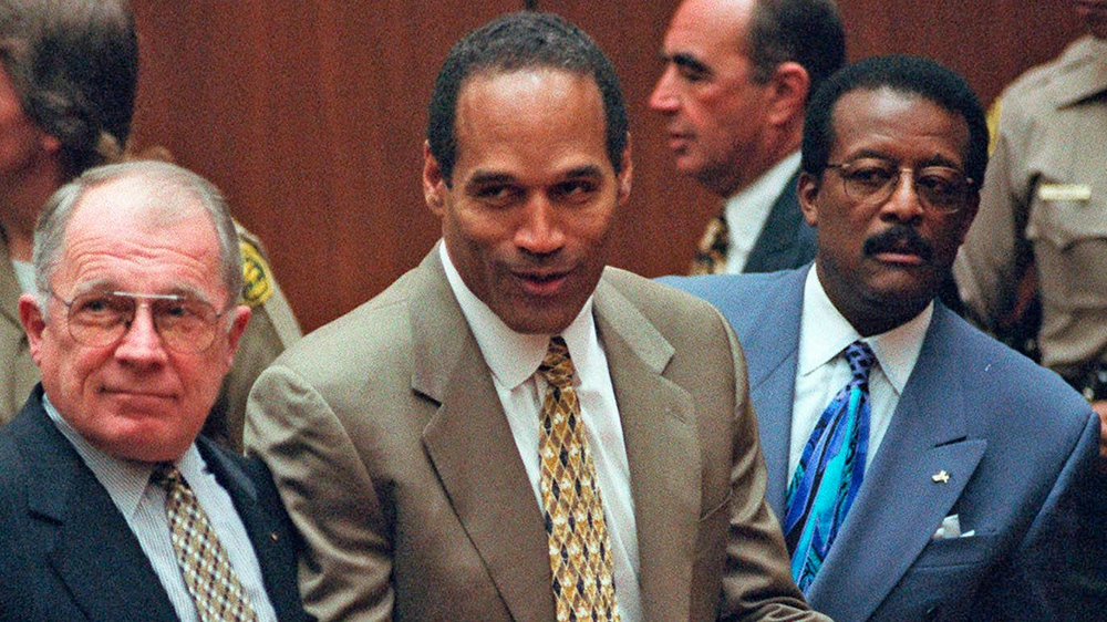 O.J. Simpson reacts to the verdict in 1995