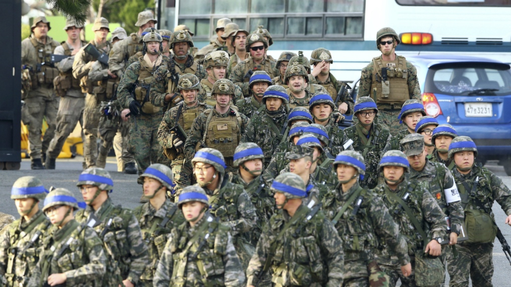 South Korean and American Marines in South Korea