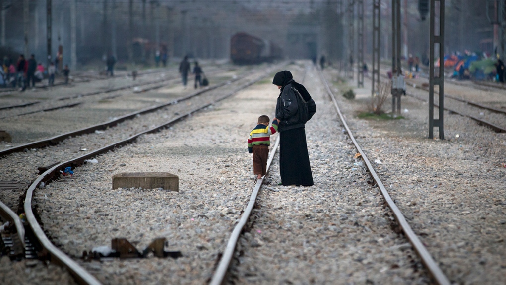 Refugees at Greek border station of Idomeni