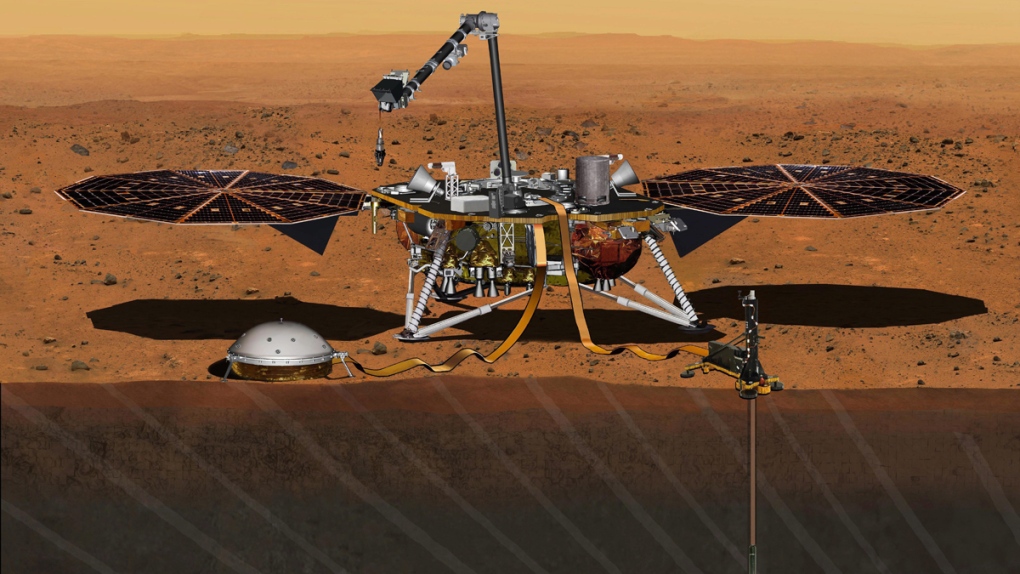 Rendering of the InSight Mars lander