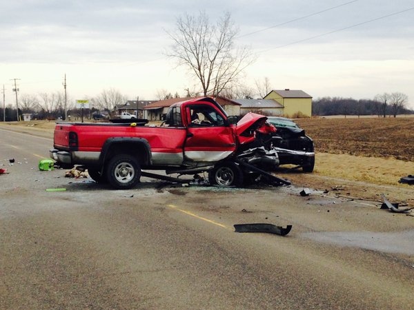 OPP say two people were seriously hurt in a head-on crash near Lobo, Ont., on Wednesday, March 9, 2016. (Sean Irvine / CTV London)