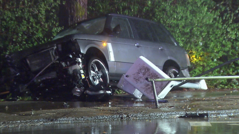 A 25-year-old woman was killed instantly after her vehicle was struck by a speeding Range Rover in Burnaby on March 9, 2016. (CTV)