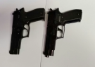 Woodstock police photo of a real handgun (left) beside BB gun. (Courtesy: Woodstock police)