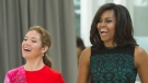 U.S. first lady Michelle Obama and Sophie Grégoire Trudeau, wife of Canadian Prime Minister Justin Trudeau, participate in a program at the U.S. Institute of Peace in Washington, Thursday, March 10, 2016, to highlight Let Girls Learn efforts and raise awareness for global girl's education. (AP / Cliff Owen)