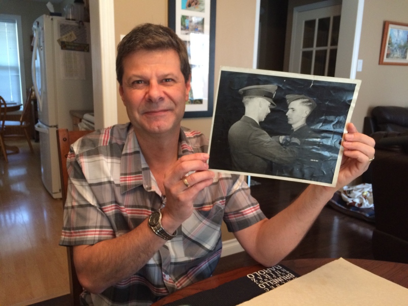 Richard O'Neill shows a picture of Tip O'Neill in Burlington, Ont. (Michelle Maluske / CTV Windsor) 