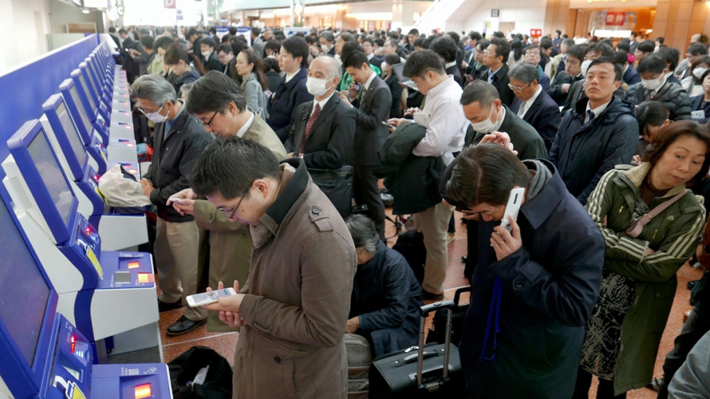 Crowds at Haneda Airport in Tokyo, Japan