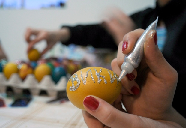 Painting eggs for Easter