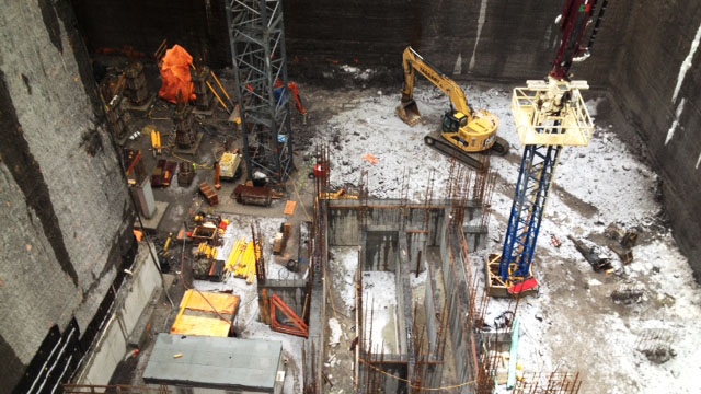 A construction worker has died after being hit by a falling chunk of ice at a site on Preston Street March 23, 2016. (Jim O'Grady/CTV Ottawa)