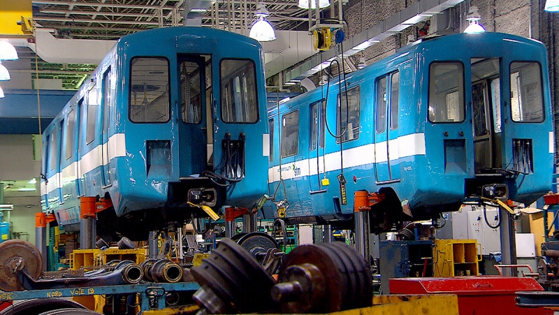Two MR-63 train cars from the Montreal Metro are shown in this undated image.