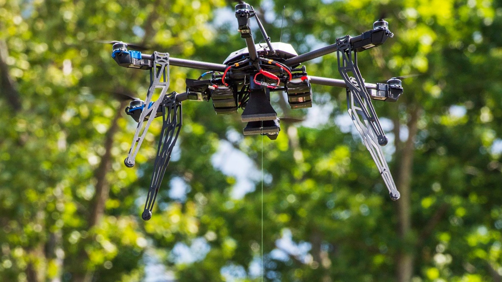 A Flirtey drone delivers supplies